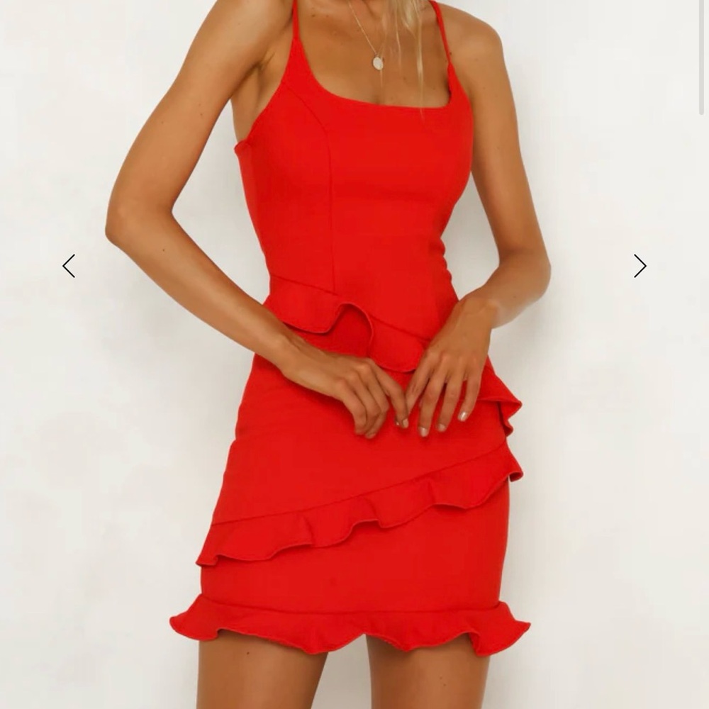 Hello Molly Red Ruffle Bodycon Mini Dress
